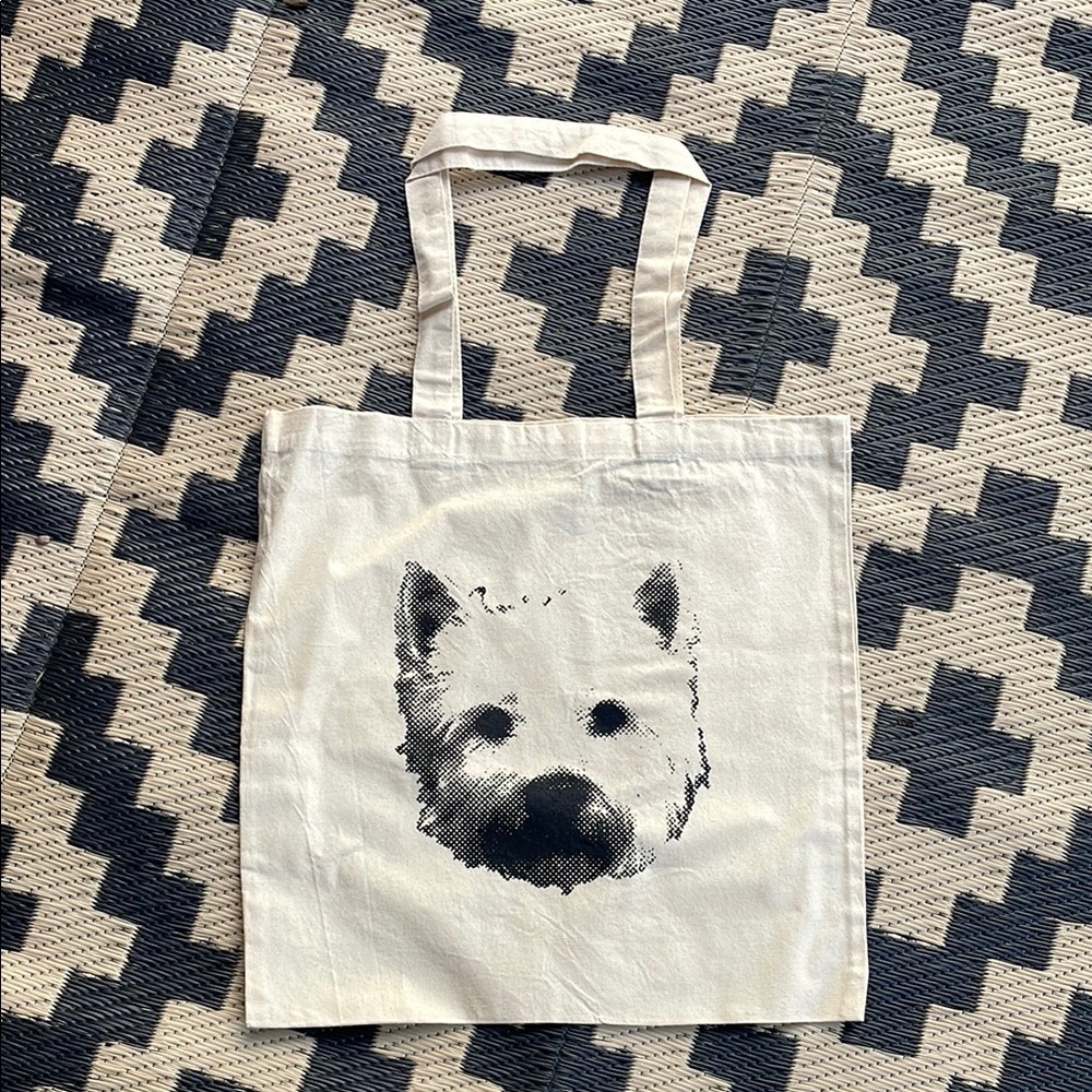 Dog Print Tote Bag - Cream and Black